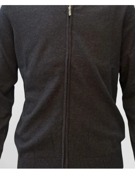 Jersey com Cremallera de Algodón y Cachemir Gris| JOHN TWEED