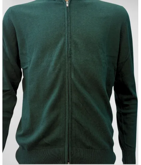 Green Cotton and Cashmere Zip Sweater| JOHN TWEED TAILORED 2
