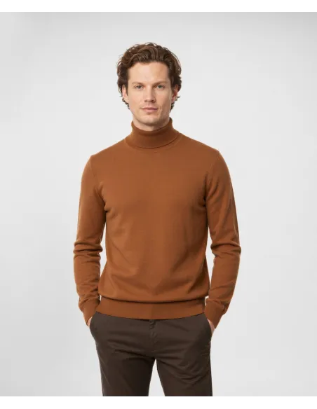 Camel Cotton and Cashmere Turtleneck Knit| JOHN TWEED TAILORED