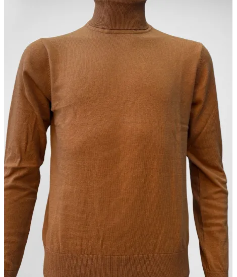 Jersey de Cuello Alto de Algodón y Cachemir Camel| JOHN TWEED 2