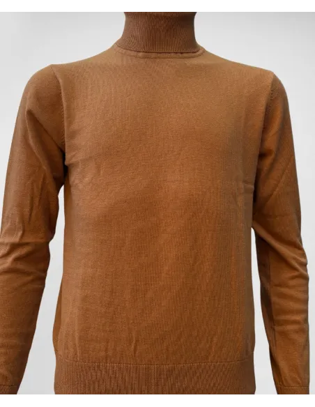 Camel Cotton and Cashmere Turtleneck Knit| JOHN TWEED TAILORED
