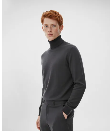 Jersey de Cuello Alto de Algodón y Cachemir Gris| JOHN TWEED