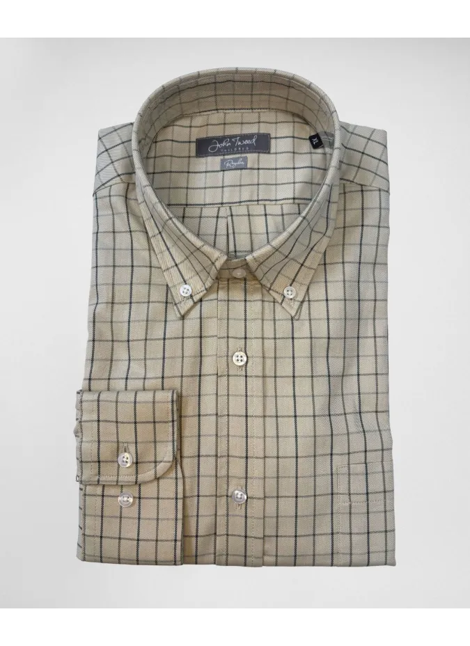 Camisa Sport Xadrez Verde Seco| JOHN TWEED TAILORED