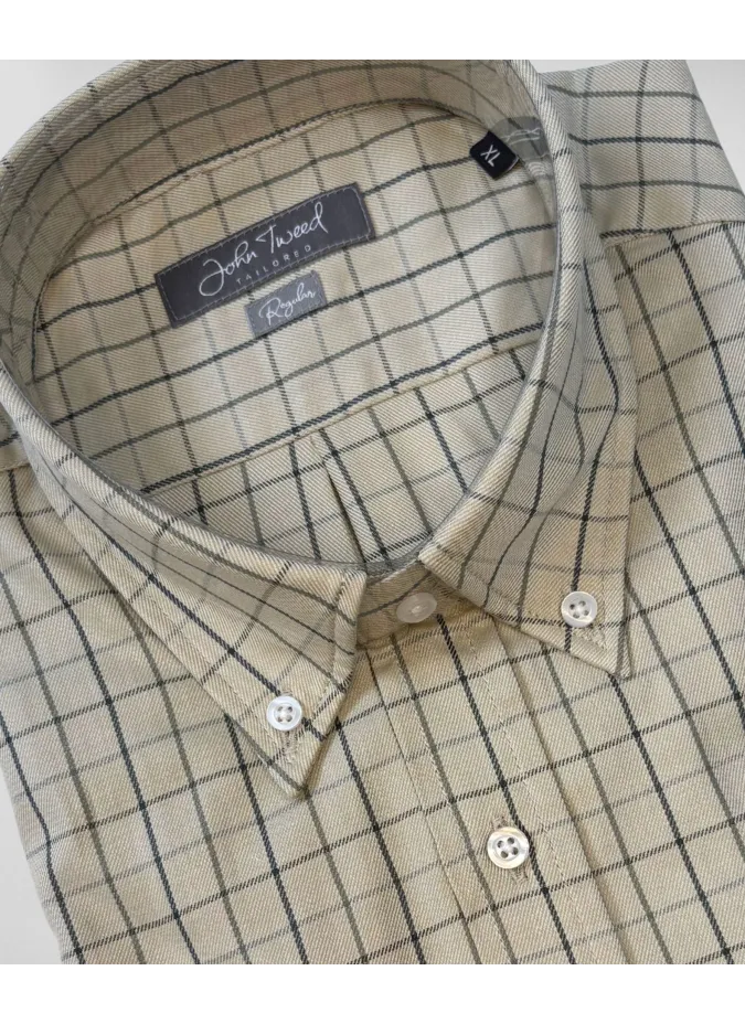 Camisa Sport a Cuadros Verde Oliva | JOHN TWEED
