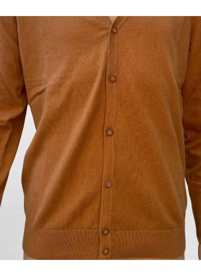 Cardigan de Algodón y Cachemire Camel| JOHN TWEED