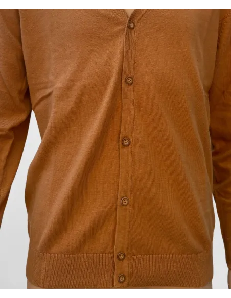 Cardigan de Algodón y Cachemire Camel| JOHN TWEED