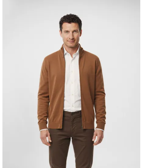 Casaco Zip Algodão/Caxemira Camel | JOHN TWEED TAILORED