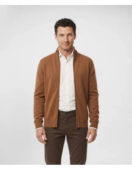 Casaco Zip Algodão/Caxemira Camel | JOHN TWEED TAILORED