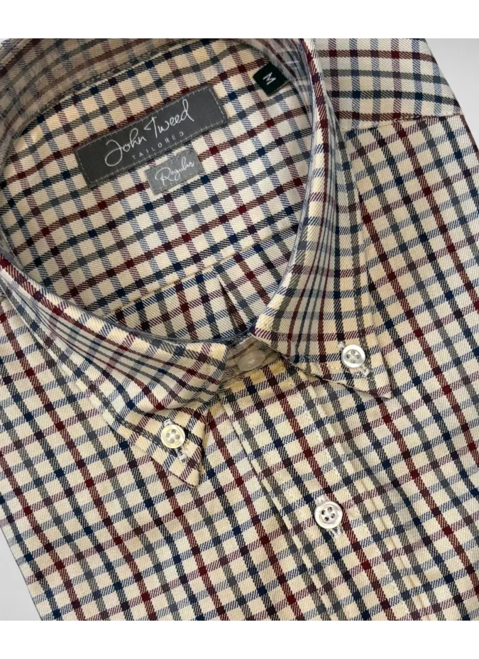 Camisa Vaiella Xadrez Azul e Bordeaux