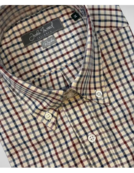 Camisa Vaiella Xadrez Azul e Bordeaux