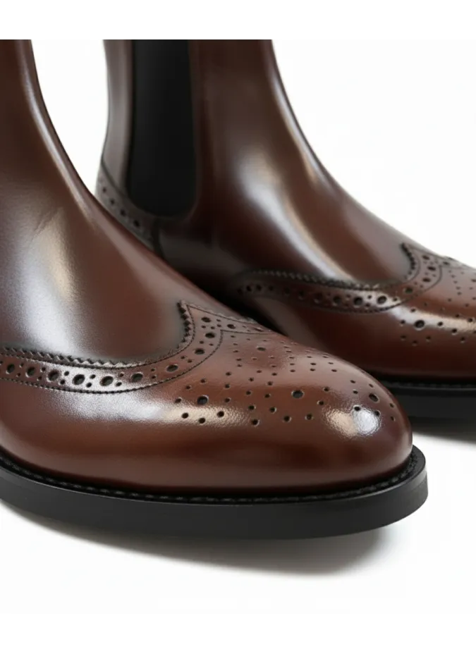 Polished Brown Leather Chelsea Boot