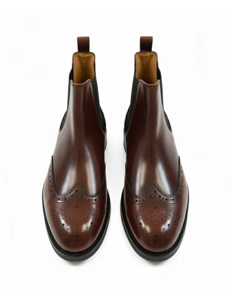 Polished Brown Leather Chelsea Boot