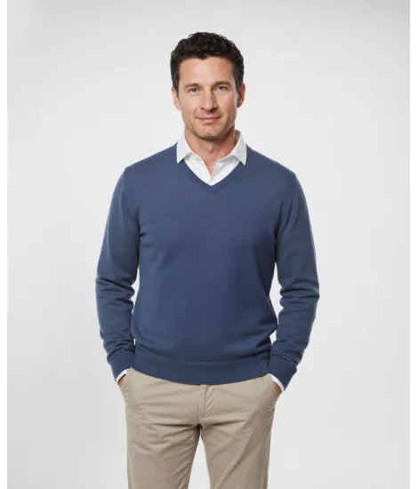 Jersey Cuello V de Lana Azul Claro | JOHN TWEED
