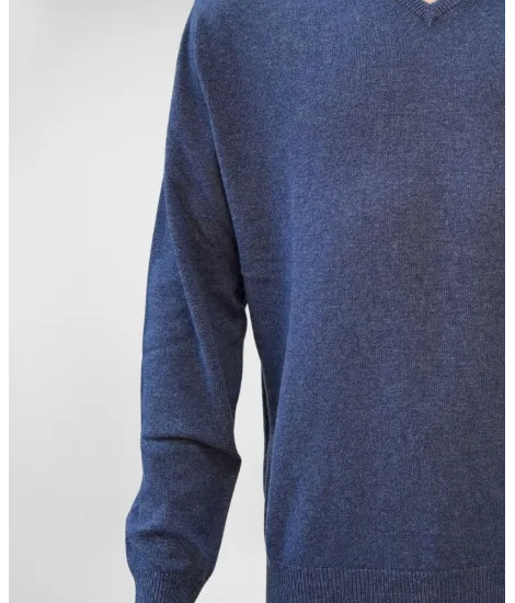 Malha Decote V de Lã Azul Claro| JOHN TWEED TAILORED 2
