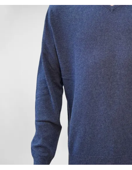 Light Blue V Neck Wool Sweater| JOHN TWEED TAILORED