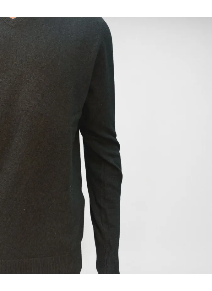 Jersey Cuello V de Lana Verde | JOHN TWEED