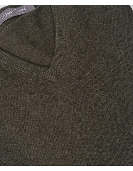 Jersey Cuello V de Lana Verde | JOHN TWEED