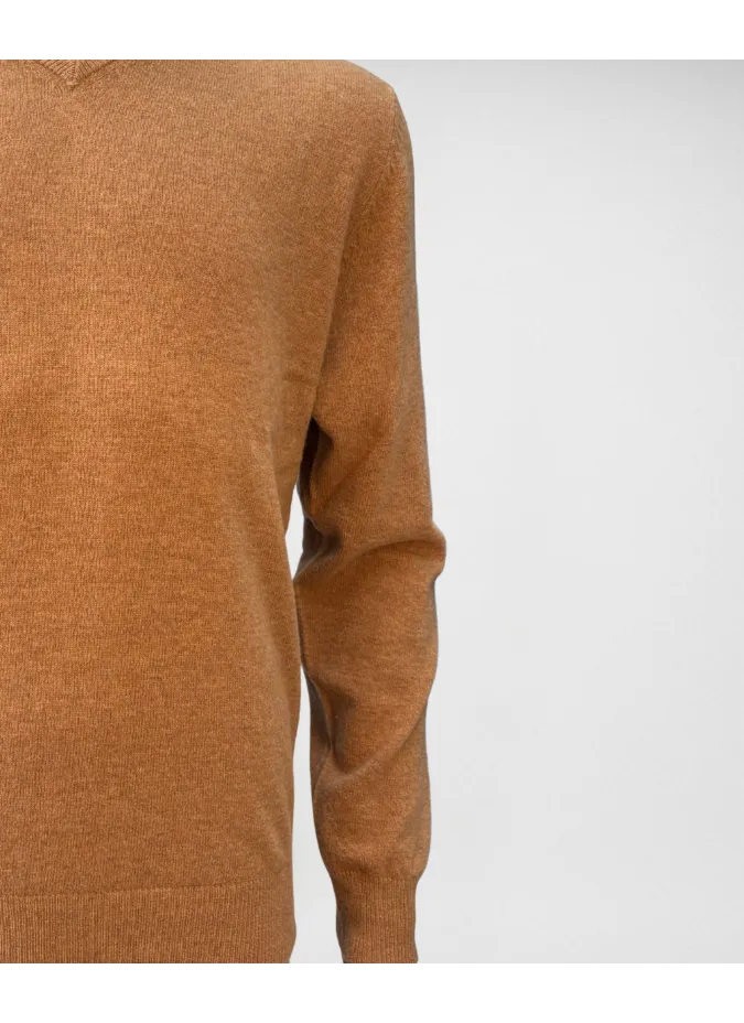 Jersey Cuello V de Lana Camel | JOHN TWEED