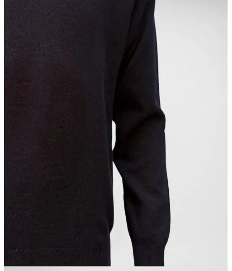 Navy Blue V Neck Wool Sweater 2