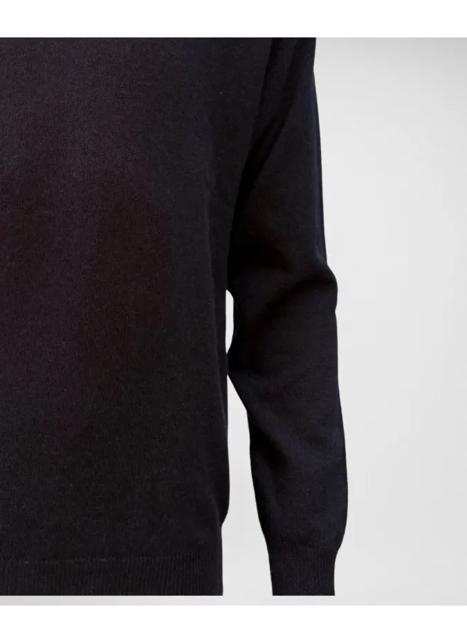 Navy Blue V Neck Wool Sweater