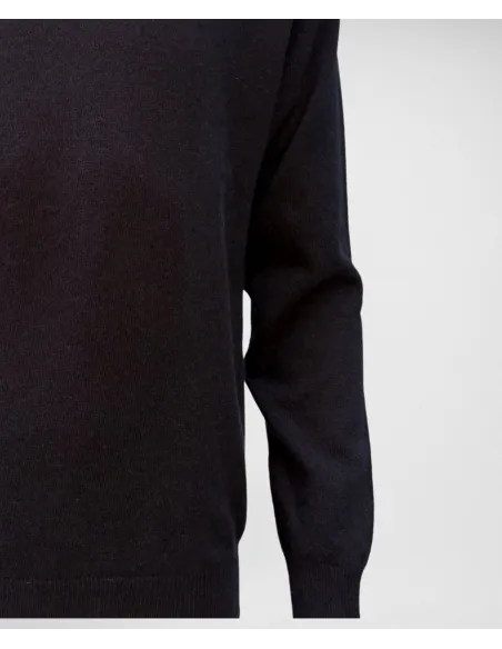 Navy Blue V Neck Wool Sweater
