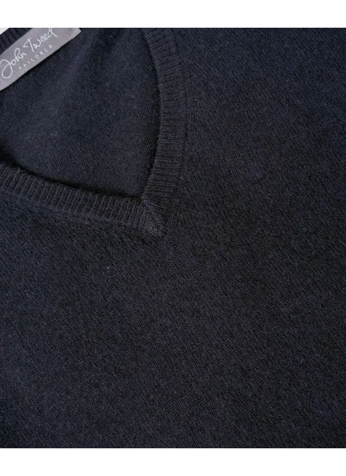 Navy Blue V Neck Wool Sweater