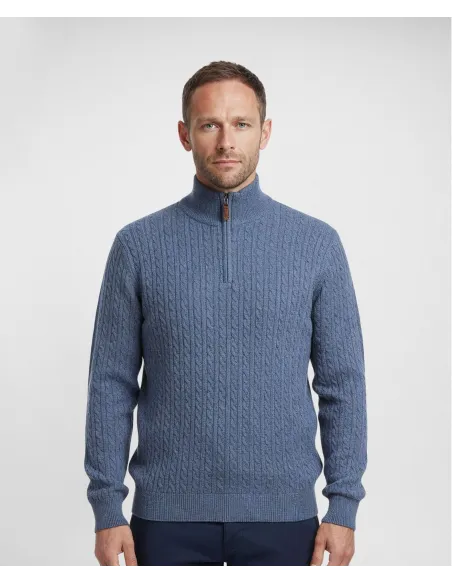 Polo con Cremallera Azul| JOHN TWEED