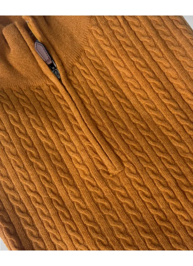 Polo com Fecho Mel| JOHN TWEED TAILORED