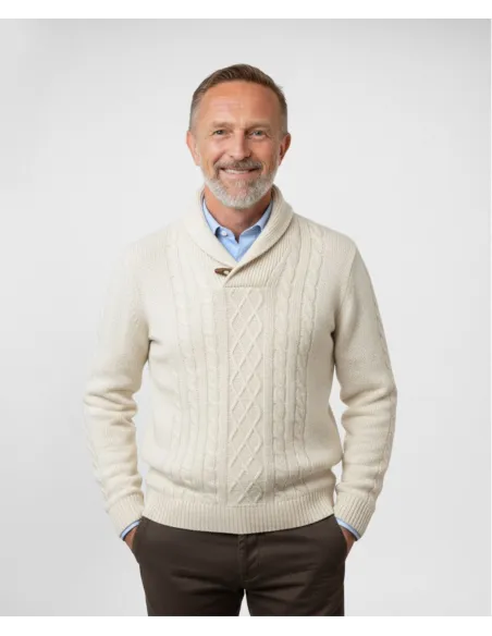Off-White Toggle Knit| JOHN TWEED TAILORED