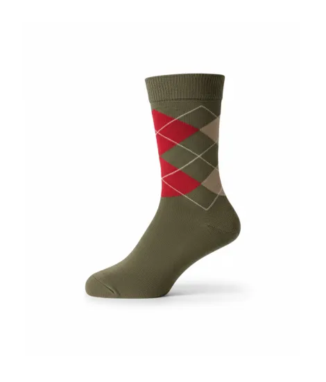 Green Sock with Red Diamond| JOHN TWEED TAILORED