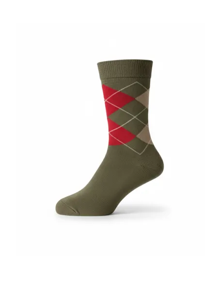 Green Sock with Red Diamond| JOHN TWEED TAILORED