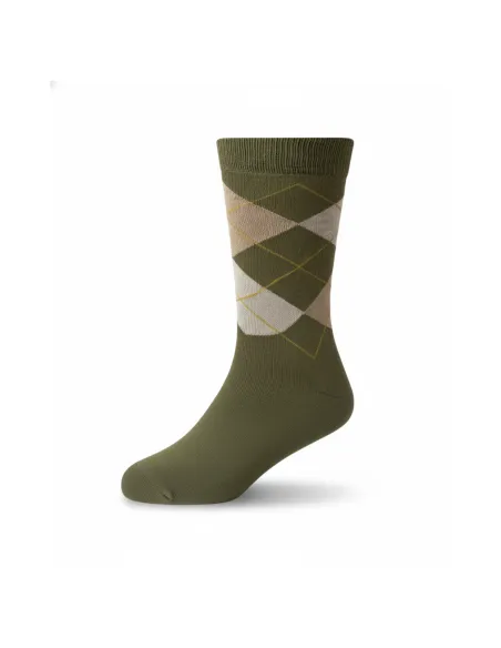 Green Sock with Beige Diamond| JOHN TWEED TAILORED