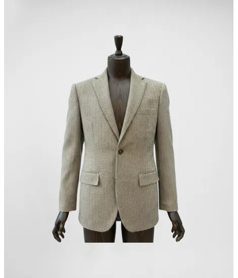 Beige Herringbone Blazer| JOHN TWEED TAILORED 2