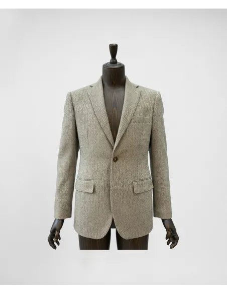 Beige Herringbone Blazer| JOHN TWEED TAILORED