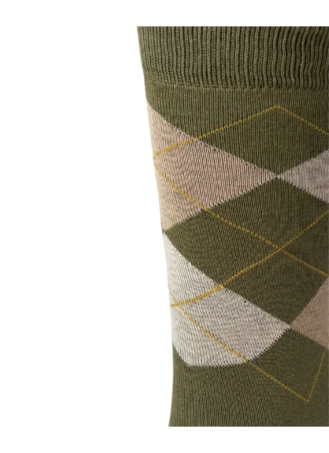 Green Sock with Beige Diamond| JOHN TWEED TAILORED