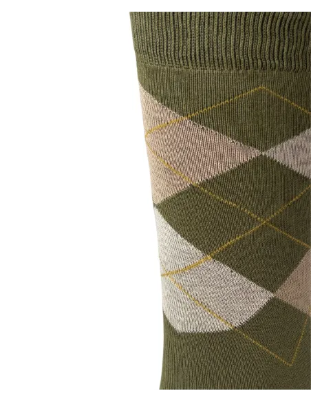 Green Sock with Beige Diamond| JOHN TWEED TAILORED