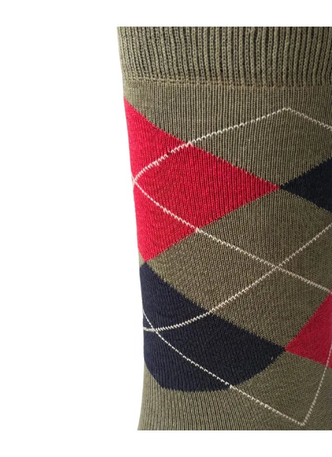 Green Sock with Red Diamond| JOHN TWEED TAILORED