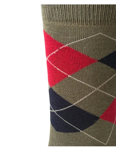 Green Sock with Red Diamond| JOHN TWEED TAILORED