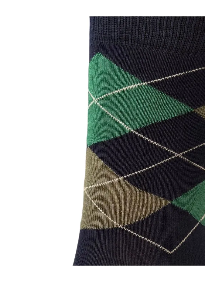 Navy Sock Green Diamond| JOHN TWEED TAILORED