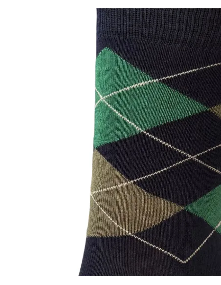Navy Sock Green Diamond| JOHN TWEED TAILORED