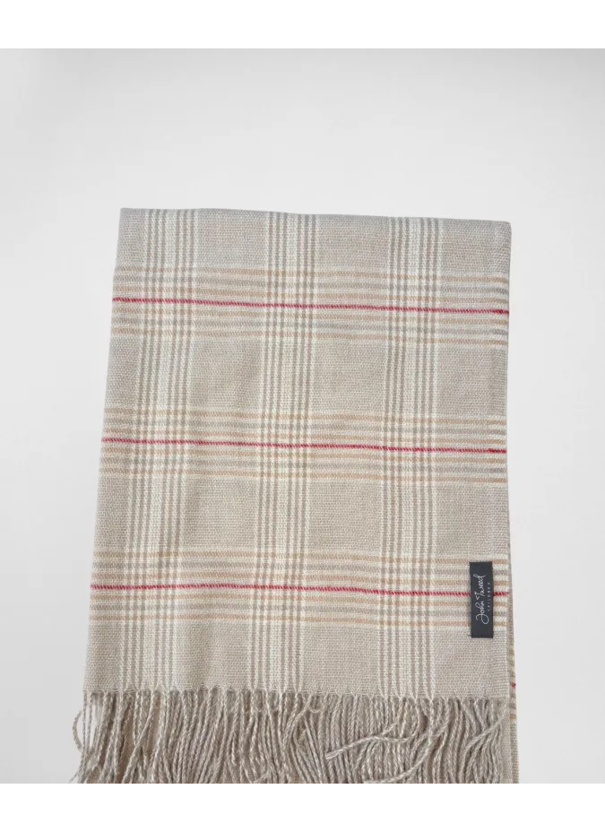 Beige Prince of Wales Scarf| JOHN TWEED TAILORED