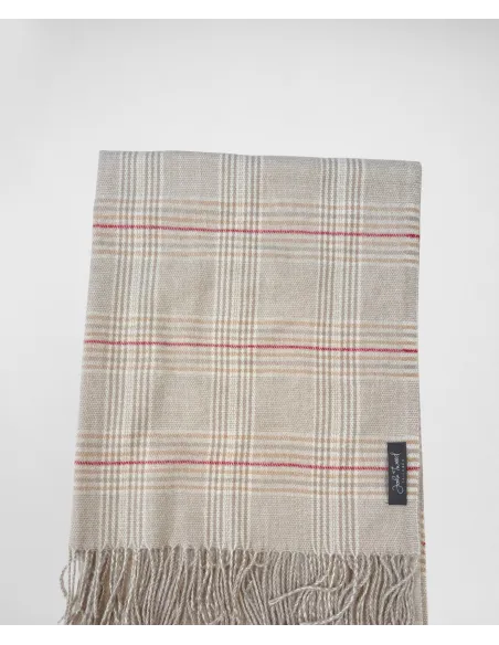 Beige Prince of Wales Scarf| JOHN TWEED TAILORED