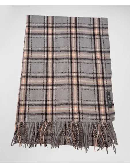 Lilac Check Scarf| JOHN TWEED TAILORED