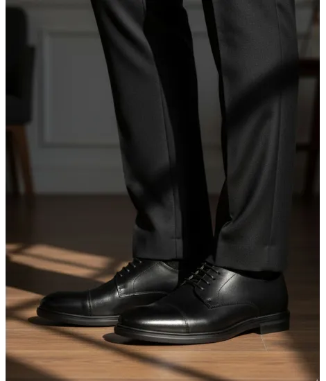 Oxford Shoe with Rubber Sole in Black| JOHN TWEED TAILORED