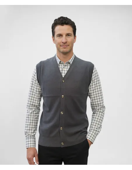 Grey Cotton and Cashmere Vest| JOHN TWEED TAILORED