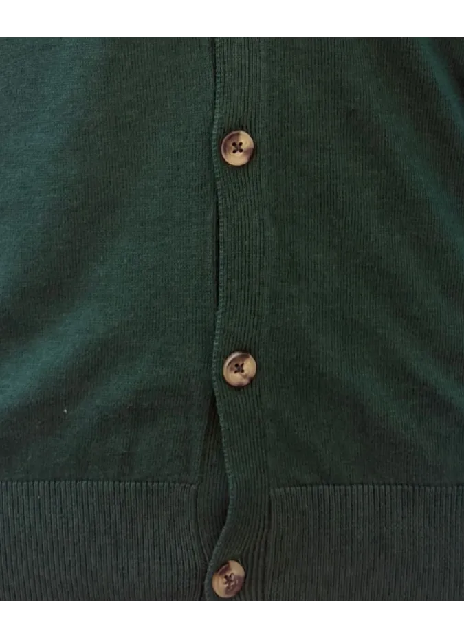 Green Cotton and Cashmere Cardigan| JOHN TWEED TAILORED
