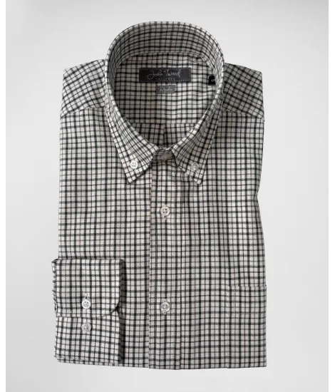 Camisa de Franela a Cuadros Verde| JOHN TWEED 2