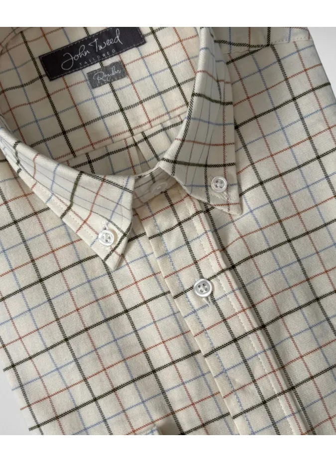 Camisa de Franela a Cuadros Verde y Camel