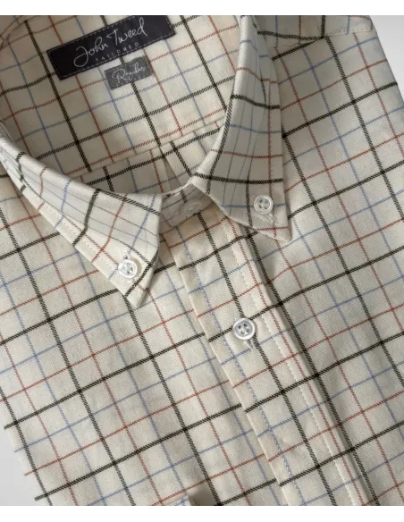 Green and Camel Checked Flannel Shirt| JOHN TWEED TAILORED