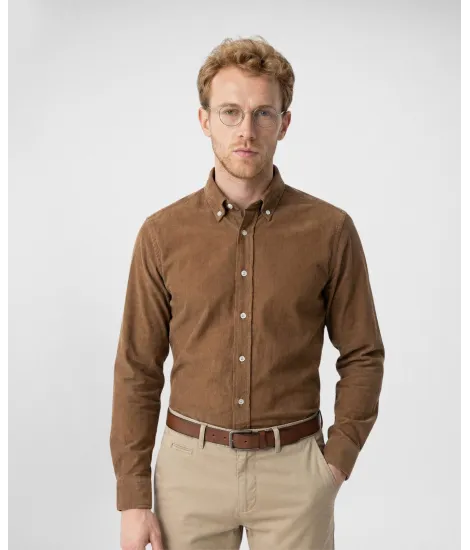 Camel Corduroy Shirt| JOHN TWEED TAILORED